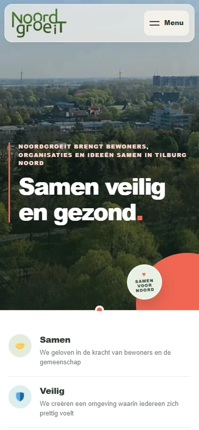 NoordgroeiT website op mobiel
